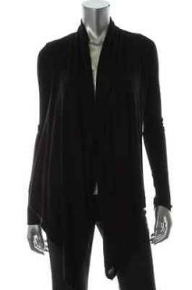 INC NEW Black Long Sleeve Ribbed Open Front Asymmetric Cardigan