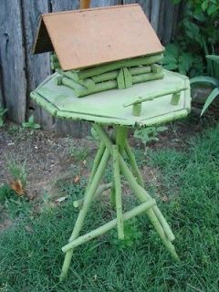 VINTAGE OLD GREEN TWIG LOG CABIN SMOKING STAND TABLE