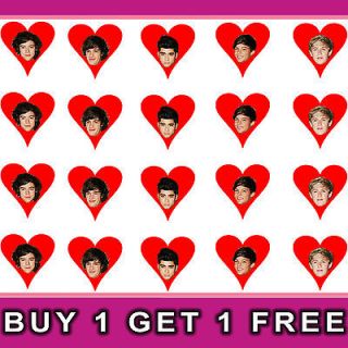 20 One Direction Heart Love Nail Art Stickers Water Decal Transfers