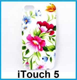 Floral White Soft Rubber Case Cover for Apple iPod Touch 5 5th Gen