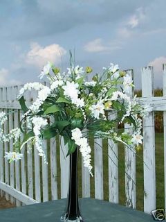 Tall Black Vase Silk Arrangement White Wedding Flowers Bridal
