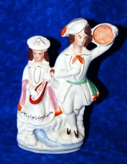 Antique Victorian Staffordshire c.1860 Figurine Group Couple Dancing