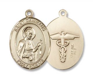14kt Gold St. Camillus of Lellis Medal Patron Saint Cat