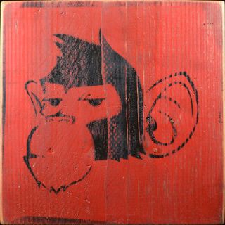 Calm Monkey Graffiti Street Art Painting   Stencil Chimp Weathered