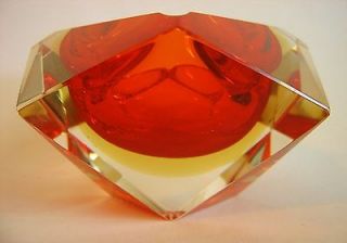 Studio Glass MANDRUZZATO Style Red & Yellow Sommerso Diamond Quad