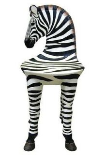 35 inch Zebra Chair wHead Large Black and White Stripe
