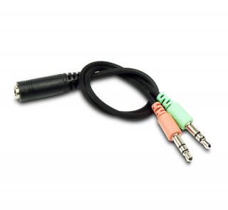 AUDIO ADAPTER BLACK CABLE 3.5MM PC LAPTOP MAC SPEAKER MICROPHONE