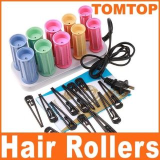 Hair Curlers Rollers Perm Set Ceramic Heater 10 Rollers 13 Hairpins