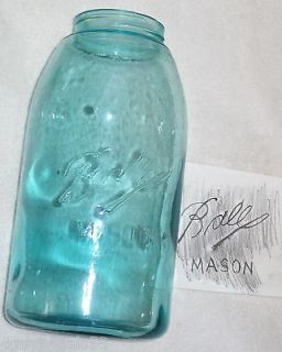 3L BALL MASON Third L Half Gallon Lt AQUA Blue FRUIT JAR Impurities