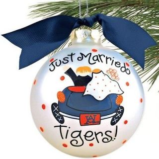 Auburn Tigers Silver Just Married Christmas Ornament