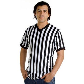 Mens Referee Bar Uniform V Neck Shirt S 2XL Ref Tee Sports Jersey