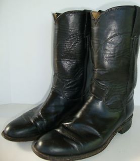Womens JUSTIN 3703 Black Cowboy Western Roper Boots SZ 6 1/2 B