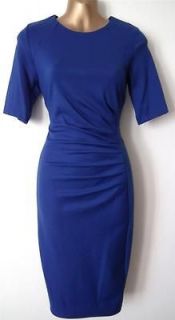 NEW VTG 40s 50s MAD MEN STYLE BLUE STRETCHY JERSEY PENCIL WIGGLE DRESS