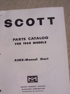 1960 Scott Outboard Parts Manual Catalog 6 HP A3KB Manual Start Mc