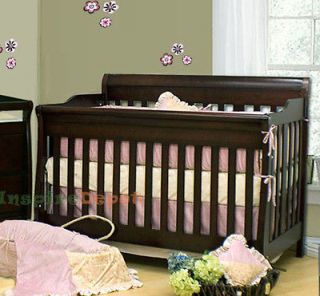 in 1 ASPEN SOLID WOOD ESPRESSO CONVERTIBLE BABY CRIB TODDLER BED