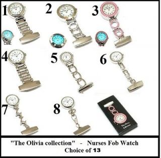 The Olivia Collection Nurses Fob Watch   Back Light  silver  pink