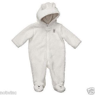 Carters 3 Mo Sherpa Infant Boys Pram Suit Zipper & Hooded Polar Bear