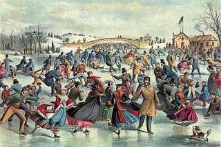 Currier & Ives Reproductions Central Park The Skating Pond   Fine