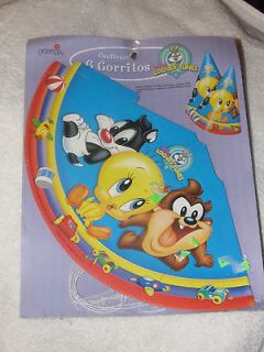 NEW BABY LOONEY TUNES TWEETY TAZ SYLVESTER PAPER HATS PARTY SUPPLIES