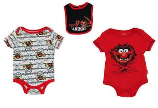 Muppets Animal Baby Creeper Romper Snapsuits And Bib 3 Piece Set