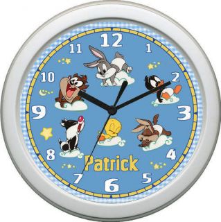Name Clock made/w Baby Looney Tunes Bugs Tweety Taz