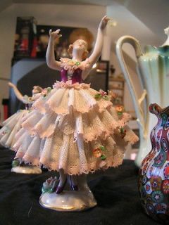 Antique German Porcelain Lace Dress Figural ballet dancer