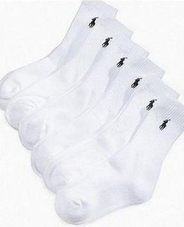 Polo Ralph Lauren Boys White 6 Pack Sport Crew Socks