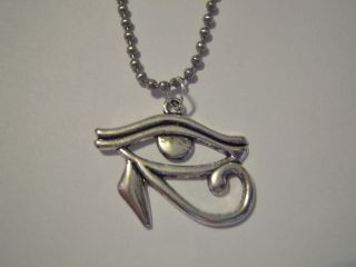 Plated Eye of Horus or Ra on a Stainless Steel Ball Chain Necklace