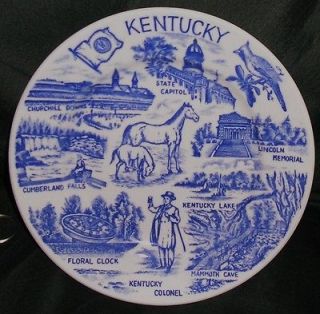 Blue White Kentucky Derby Horse Church Hill Down CHL Dish Plate Saucer
