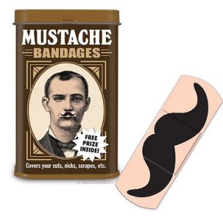 15 Mustache Adhesive Bandages Tin Large Band Aids Latex Free Sterile