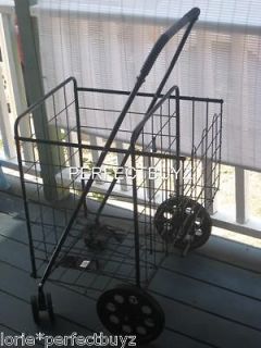 Folding Cart Double Basket front swivel wheels For Laundry or Grocery