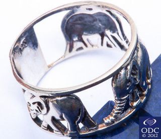  ELEPHANT BAND .925 Sterling Silver Ring Size 5 6 7 8 9