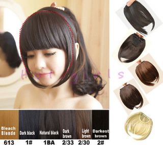 Black brown blonde chic clip in on front bangs fringe hair extensions