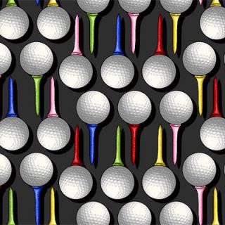 Swing Time Golf Balls On Tees In Rows Grey Fabric by the Yard