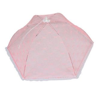 Camping Picnic BBQ Foldable Pink Net Dish Food Cover Tent Umbrella