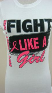 JUNIORS T SHIRT FIGHT LIKE A GIRL. Breast cancer survive pink S M