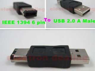 Digital Camera Camcorder IEEE 1394 Firewire 6 Pin to USB 2.0 Male