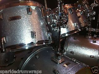 SILVER SPARKLE DRUM WRAP SKINS CAN GO RIGHT OVER YOUR OLD DRUM WRAP