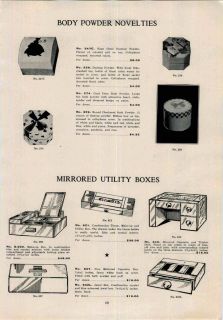 1938 AD Mirrored Boxes Musical Powder Box Cigarette Make Up Hope Chest