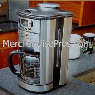CUCINA ROMANA GRIND & BREW 10 CUP COFFEE MAKER BREWER WITH BUILT IN