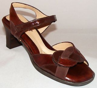 BeautiFeel Mimosa Brown Patent Leather Open Toe Ankle Strap Sandals 6