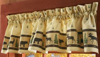 Bear Moose Evergreen Silhouette Northwood Woodland Lodge Cabin Curtain