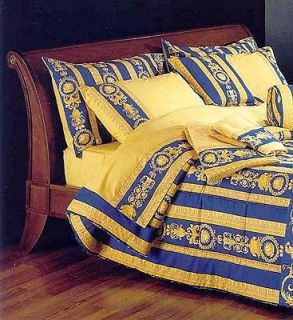 VERSACE Medusa King Size Blue Bed Sheet Set 4 pieces  Full Pattern 