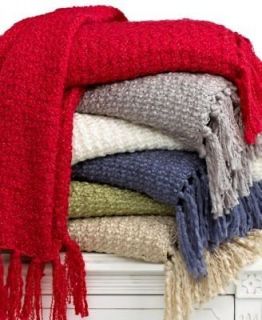 New Martha Stewart Collection Blanket, Textured Yarn Throw Red