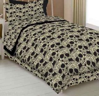 Floral Flower Skull Sugar Skeleton Comforter Set Bedding Choose Size
