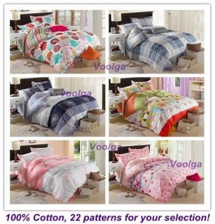 3PCS Floral Print 100%Egyptian Cotton Duvet Cover Bed Set Quilt Cover