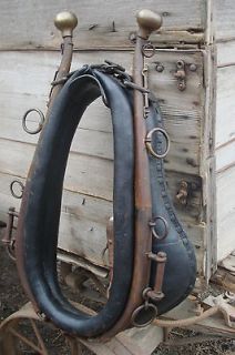 Antique Leather Horse Collar & Brass Knobbed Hames ~ Cowboy Western