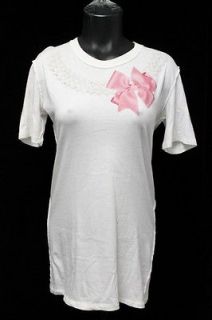 DOLCE & GABBANA White Pink Bow Print Short Sleeve T Shirt Sz 46