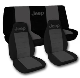 Jeep wrangler TJ front+back car seat covers solid black charcoal w