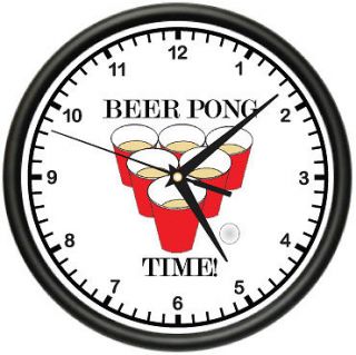 BEER PONG Wall Clock drinking game bar mug table keg